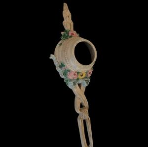 Vintage Ceramic Floral Wall Hanger For Picture Or Clock Face